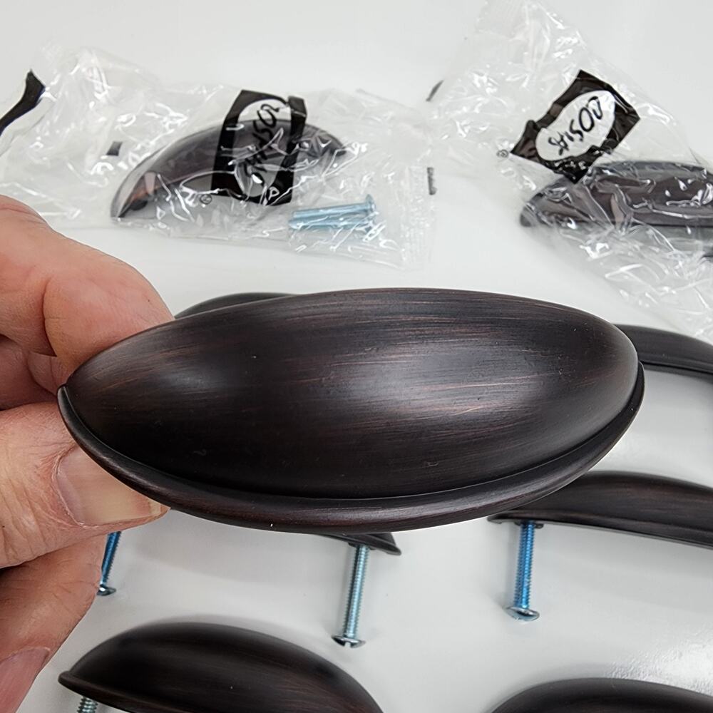 NWT 10 - 1399ORB Oil Rubbed Bronze Cup Drawer Pull Handles Cabinet Hardware 3"x1